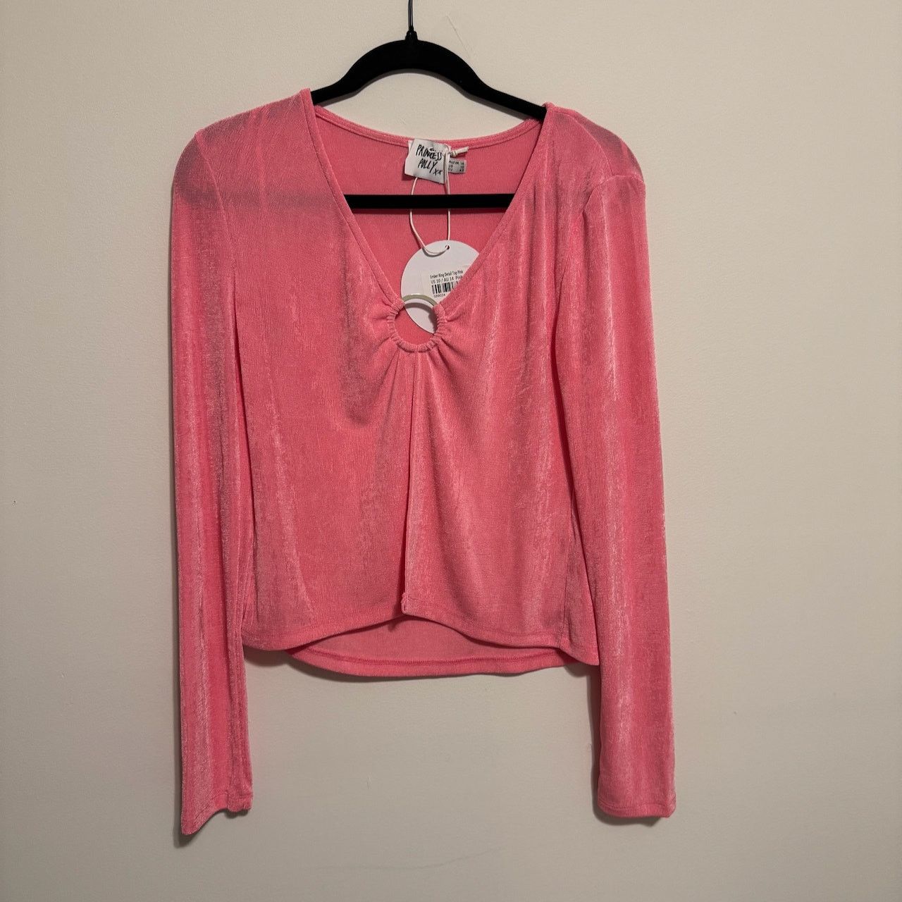 PRINCESS POLLY NWT Princess Polly Long Sleeve Pink Open Front Top Size L / US 10 / IT 46 - 1 Thumbnail