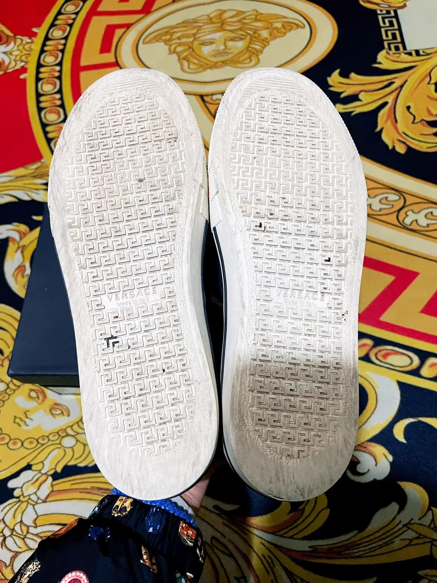 Versace Versace Runway Greca Leather Round Toe Studded Sneakers Size US 10 / EU 43 - 9 Thumbnail