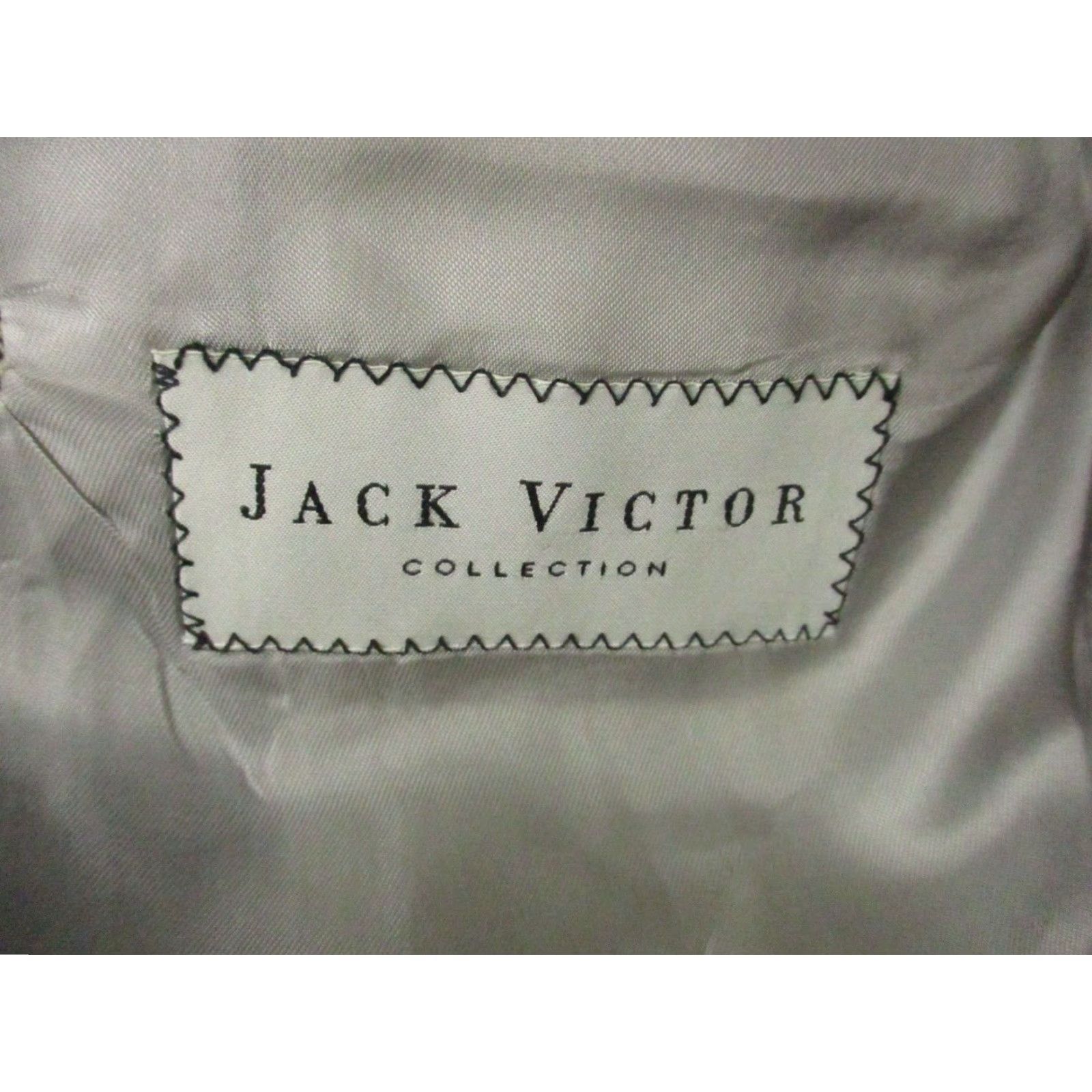 Jack Victor VINTAGE Jack Victor Sport Coat 44 L Beige Herringbone Blazer Glenwood Bamboo Wool Jacket Short Size 44R - 6 Thumbnail