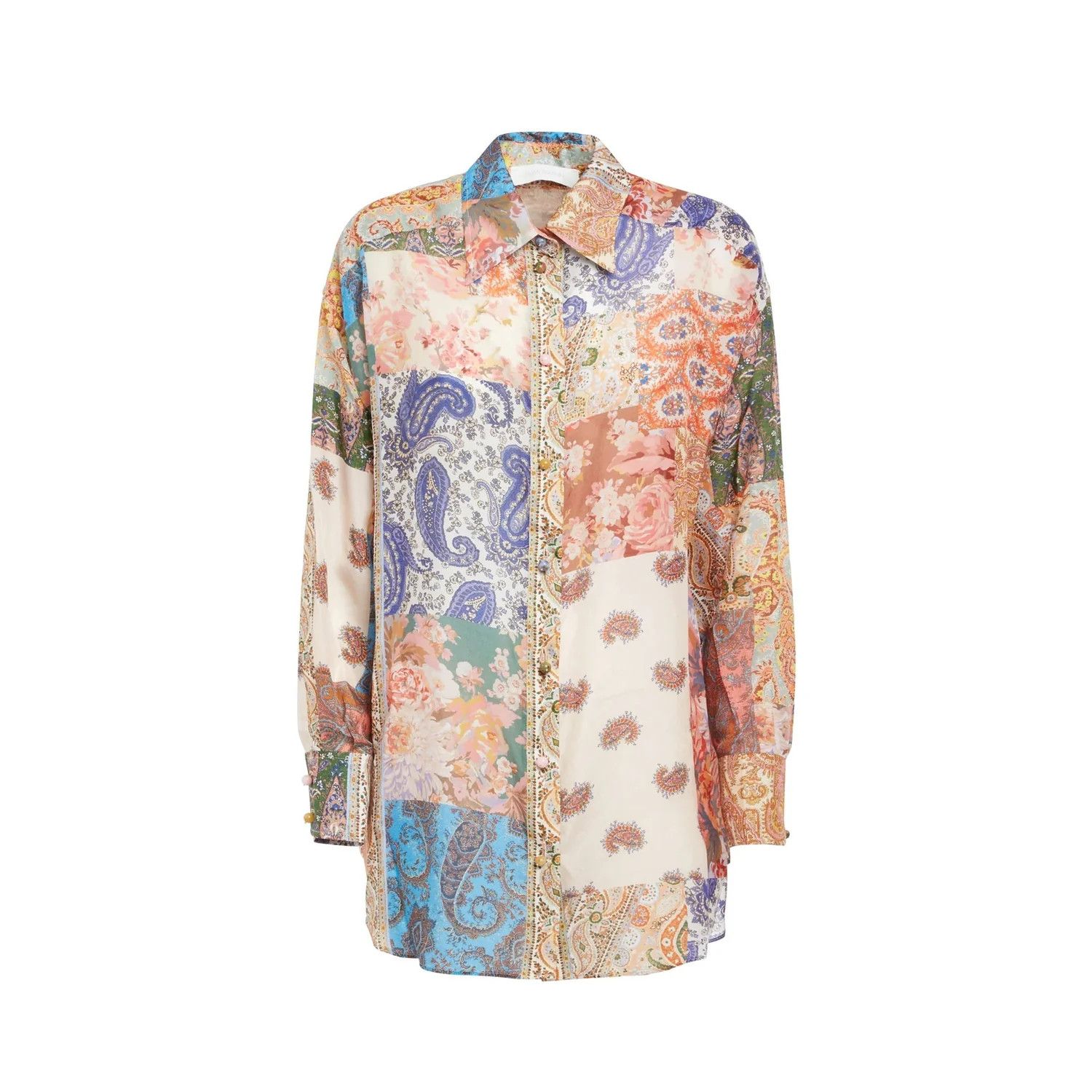 Zimmermann o1s22i1n1024 Devi Manstyle Silk Shirt in Multicolor Size M / US 6-8 / IT 42-44 - 1 Thumbnail