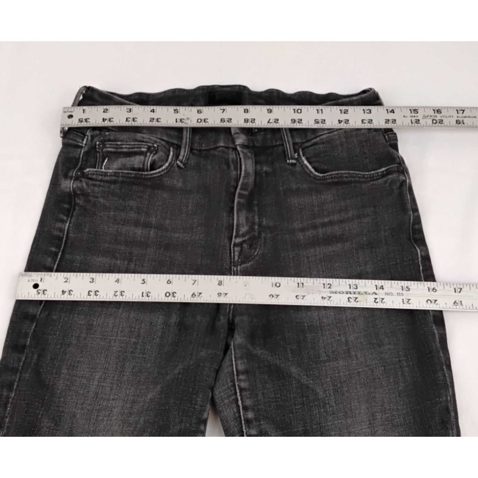 MOTHER Mother The Looker Ankle Fray Jeans Women's 25x27 Black Wash Size 25" / US 0 / IT 36 - 12 Thumbnail