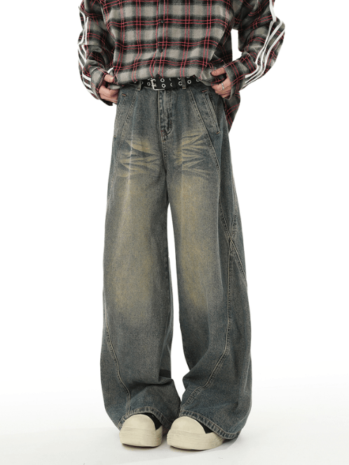 Japanese Brand Street hip-hop water stitching all-match distressed jeans Size US 32 / EU 48 - 2 Thumbnail