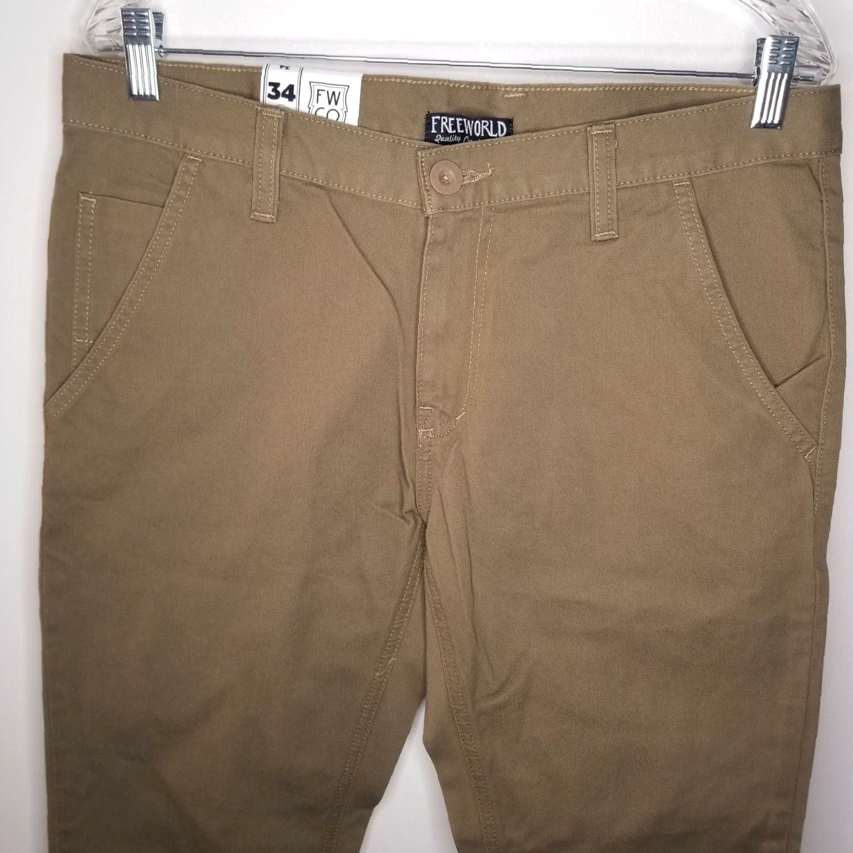 Vintage NEW Free World Mens Beige Chino Pants Slim Straight Size 34x29 Size US 34 / EU 50 - 2 Thumbnail