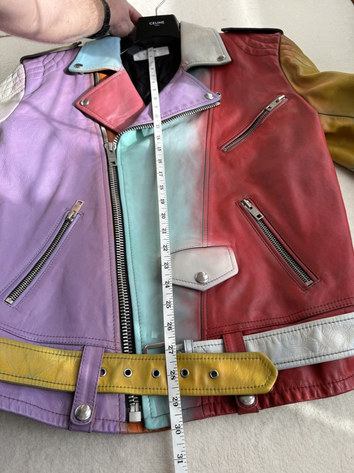 Celine $6.4k FW21 Celine multicolour leather biker jacket couture Size US L / EU 52-54 / 3 - 11 Thumbnail