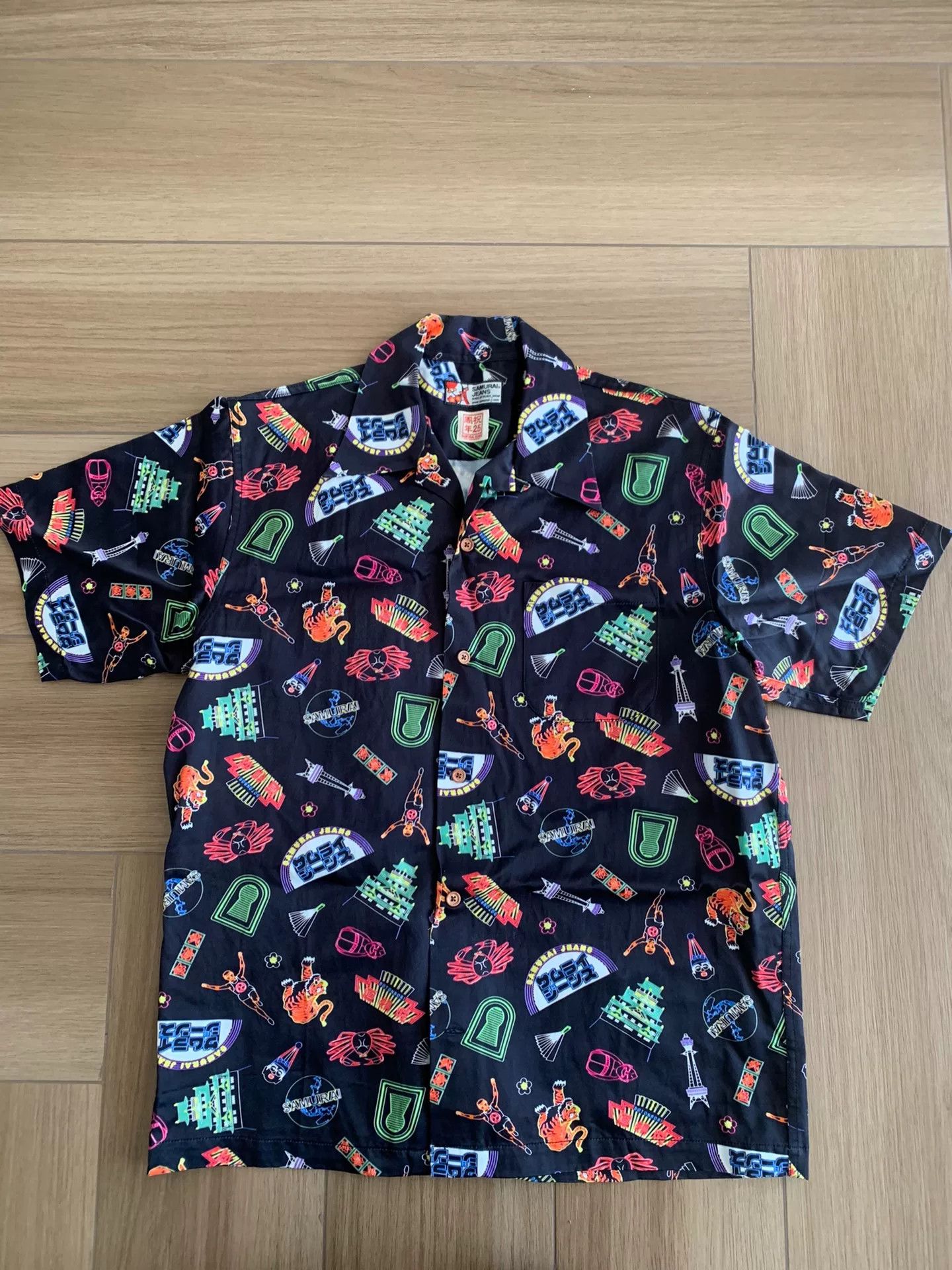 Japanese Brand Samurai Osaka Neon 25th Limited Satin Shirt Size US XXL / EU 58 / 5 - 1 Thumbnail