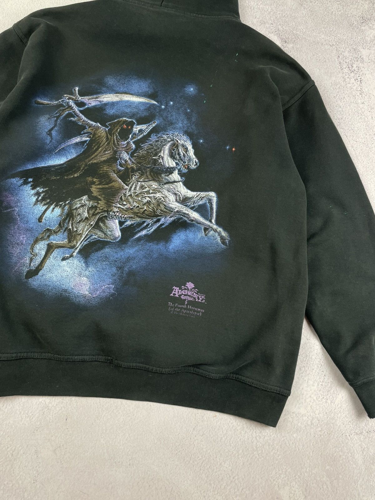 Alchemy Equipment × Designer × Vintage Vintage Alchemy Gothic The Fourth Horseman Hoodie,Black,Sz L Size US L / EU 52-54 / 3 - 12 Thumbnail
