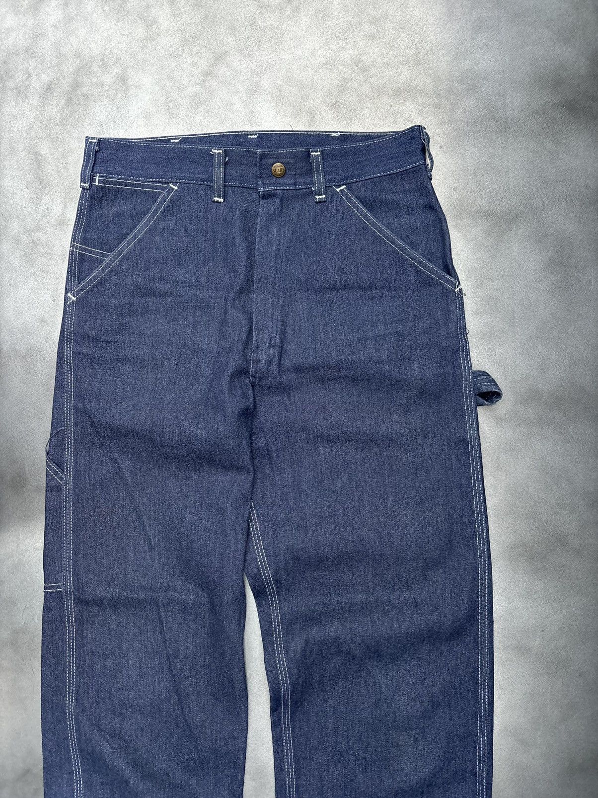 Sears × Vintage 70s Sears Toughskin Jeans Vintage Dark Wash Denim Carpenter Size US 30 / EU 46 - 14 Thumbnail