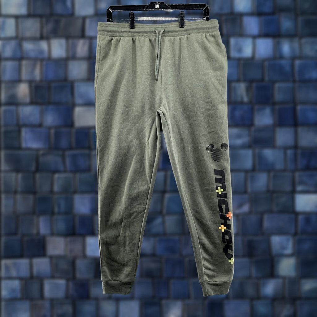 Disney Disney Mickey Mouse Drawstring Men’s Retro Logo Sweatpants Jogger Size M Green Walt Disney World Logo Retro Men’s Pants Size US 31 - 1 Thumbnail