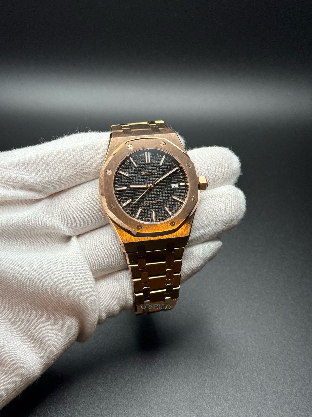 Seiko Seiko watch mod royal oak rose gold Size ONE SIZE - 1 Thumbnail