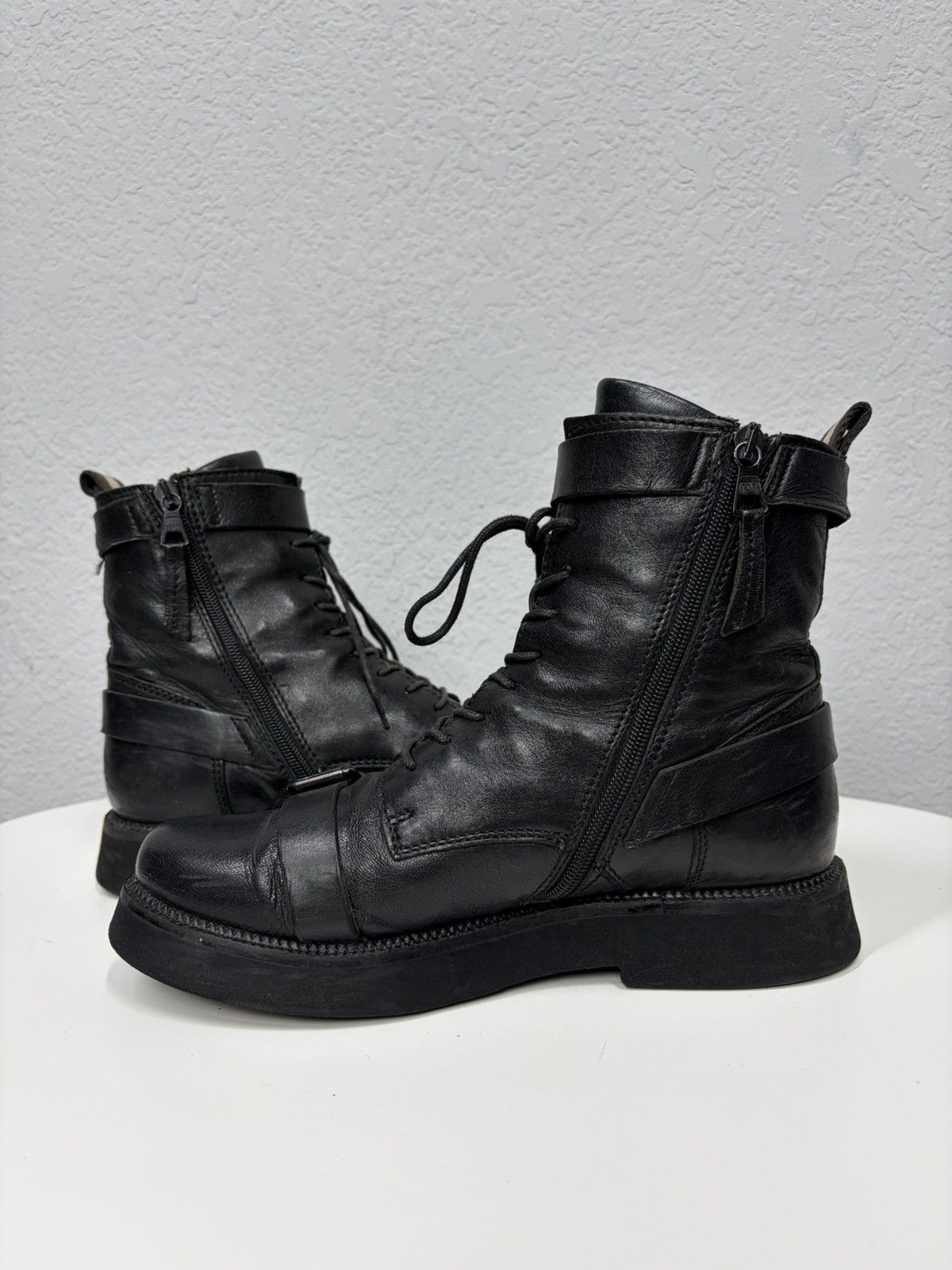 If Six Was Nine Vintage 00s Guidi CCP Style Distressed Leather Biker Boots Size US 7 / EU 40 - 8 Thumbnail