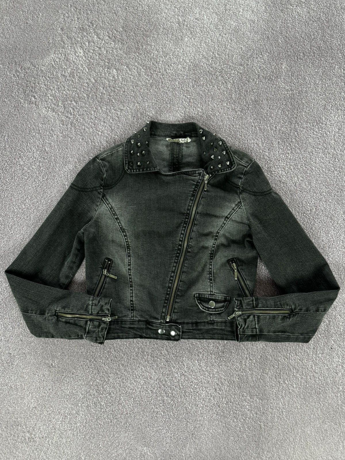 Japanese Brand 00s Aesthetic Grunge Punk Faded Assymetric Zip Jacket Size S / US 4 / IT 40 - 1 Thumbnail