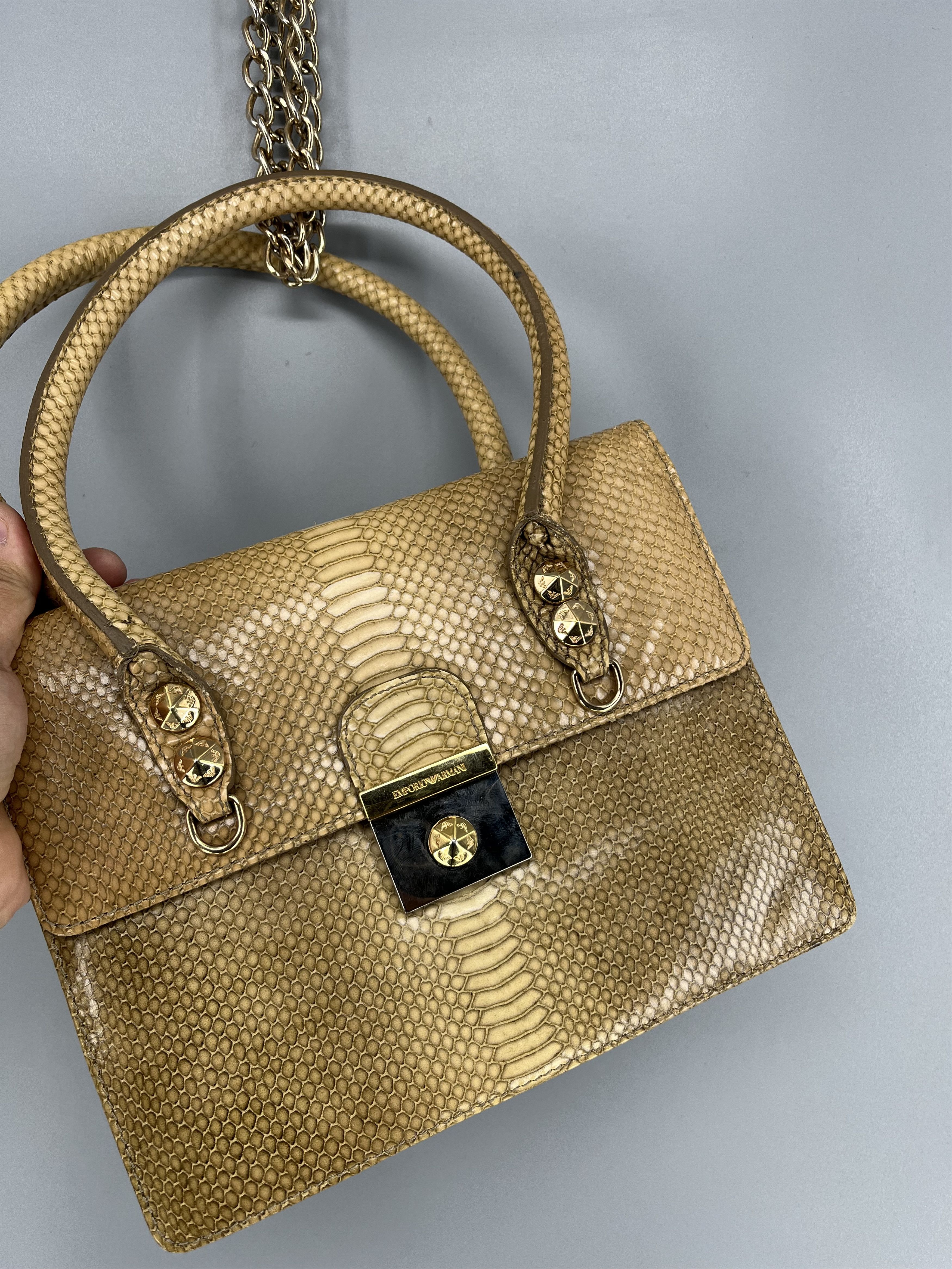 Emporio Armani Emporio Armani Vintage Python Leather Top Handle Bag Size ONE SIZE - 3 Thumbnail