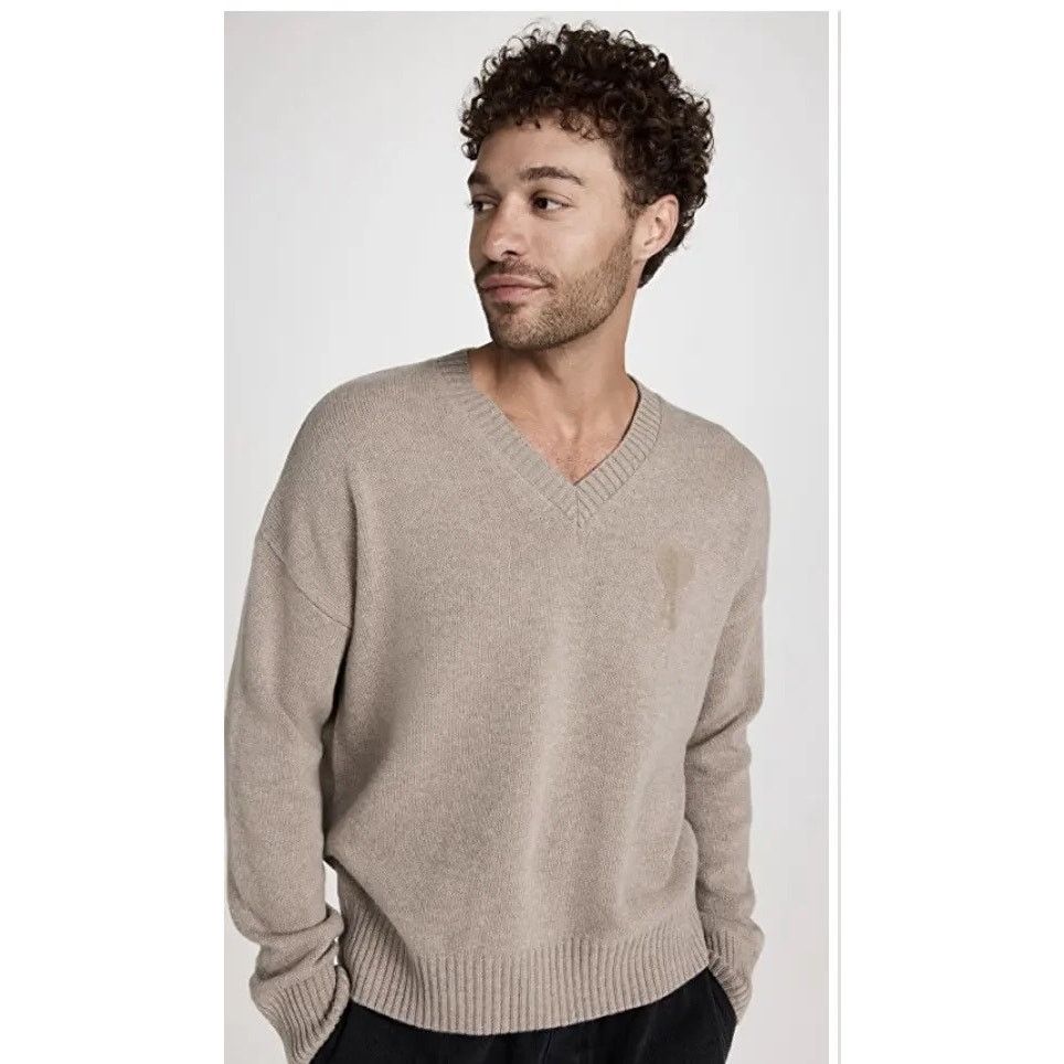 AMI AMI Needle Punch De Coeur Sweater - Beige/ XS Size US XS / EU 42 / 0 - 6 Thumbnail