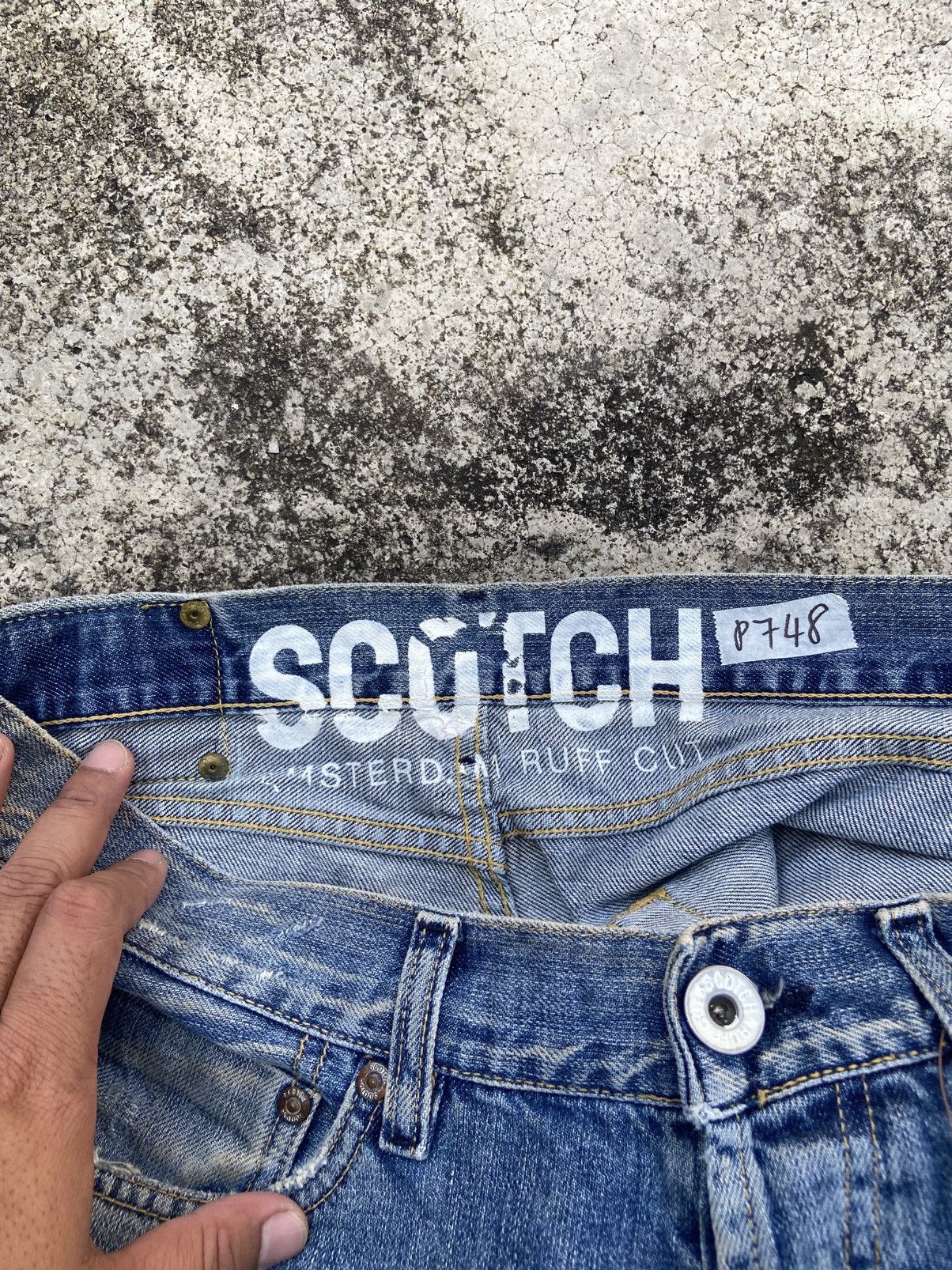 Japanese Brand Scotch Distressed Denim Pant Size US 31 - 5 Thumbnail