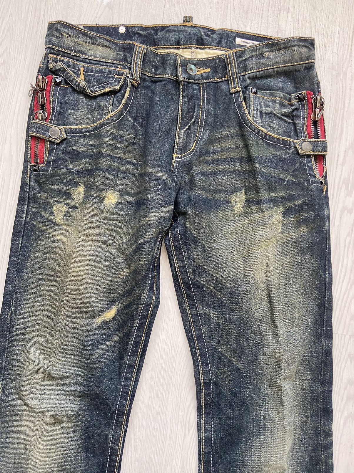 If Six Was Nine × Le Grande Bleu (L.G.B.) × semanticdesign Vintage Semantic Design Zipper Cowhide Flare Denim Pants Size US 32 / EU 48 - 2 Thumbnail