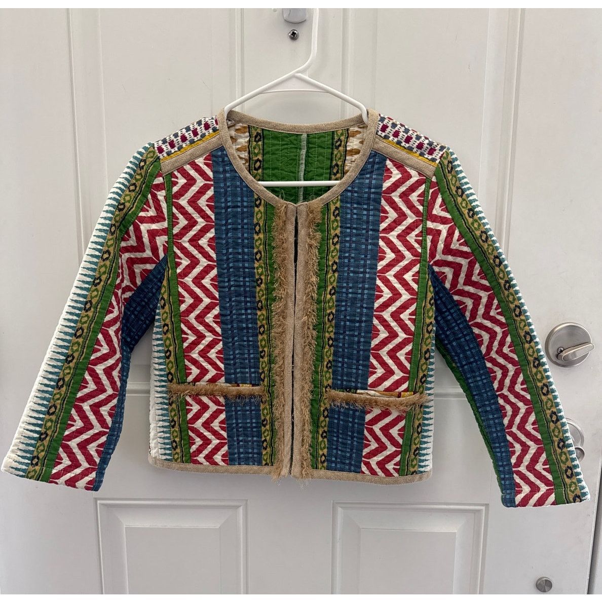 Other Cropped Boho chic quilted colorful fringed jacket x small Size XS / US 0-2 / IT 36-38 - 13 Thumbnail