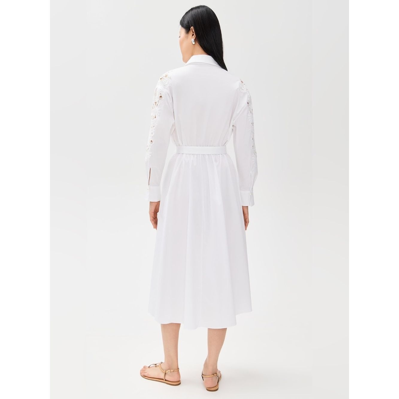 Generation Love Generation Love White Floral Lace Appliqué Belted Maxi Shir Size S / US 4 / IT 40 - 2 Thumbnail