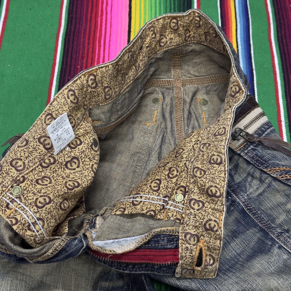 If Six Was Nine 💥edwin 503💥 Crazy Design Waist Navajo💥 Size US 31 - 6 Thumbnail