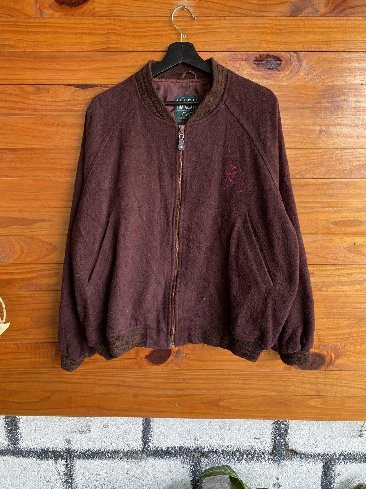 Japanese Brand Vintage HASH Uomo Cheerful Dog Wool Bomber Jacket Size US L / EU 52-54 / 3 - 4 Thumbnail