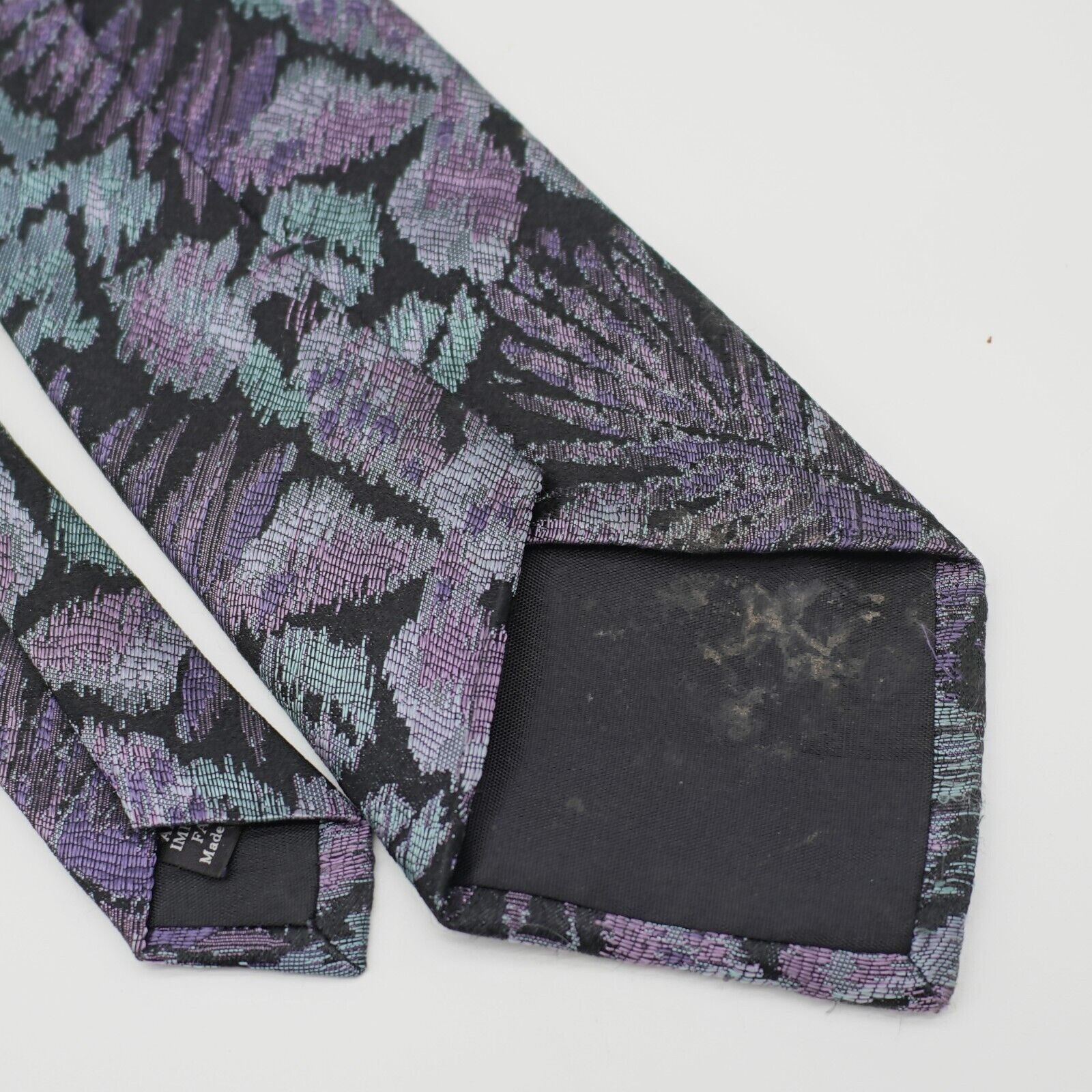 Bachrach Bachrach Teal Black Purple Woven Floral Silk Tie Size ONE SIZE - 6 Thumbnail