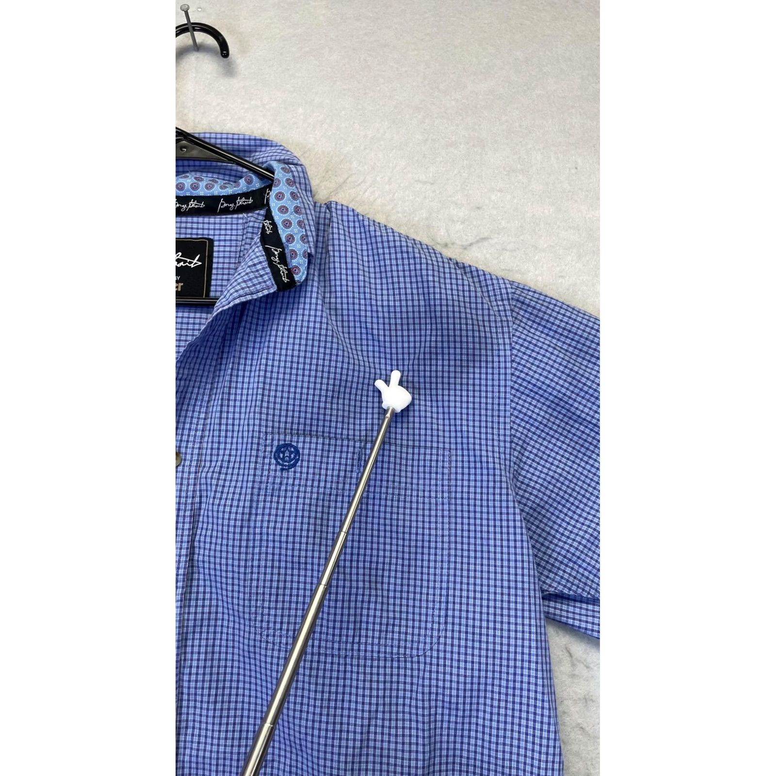 Wrangler Wrangler George Strait Shirt Mens XL Blue Check Short Sleeve Button Up Western with Pockets Embroidered GS Star Size US XL / EU 56 / 4 - 3 Thumbnail