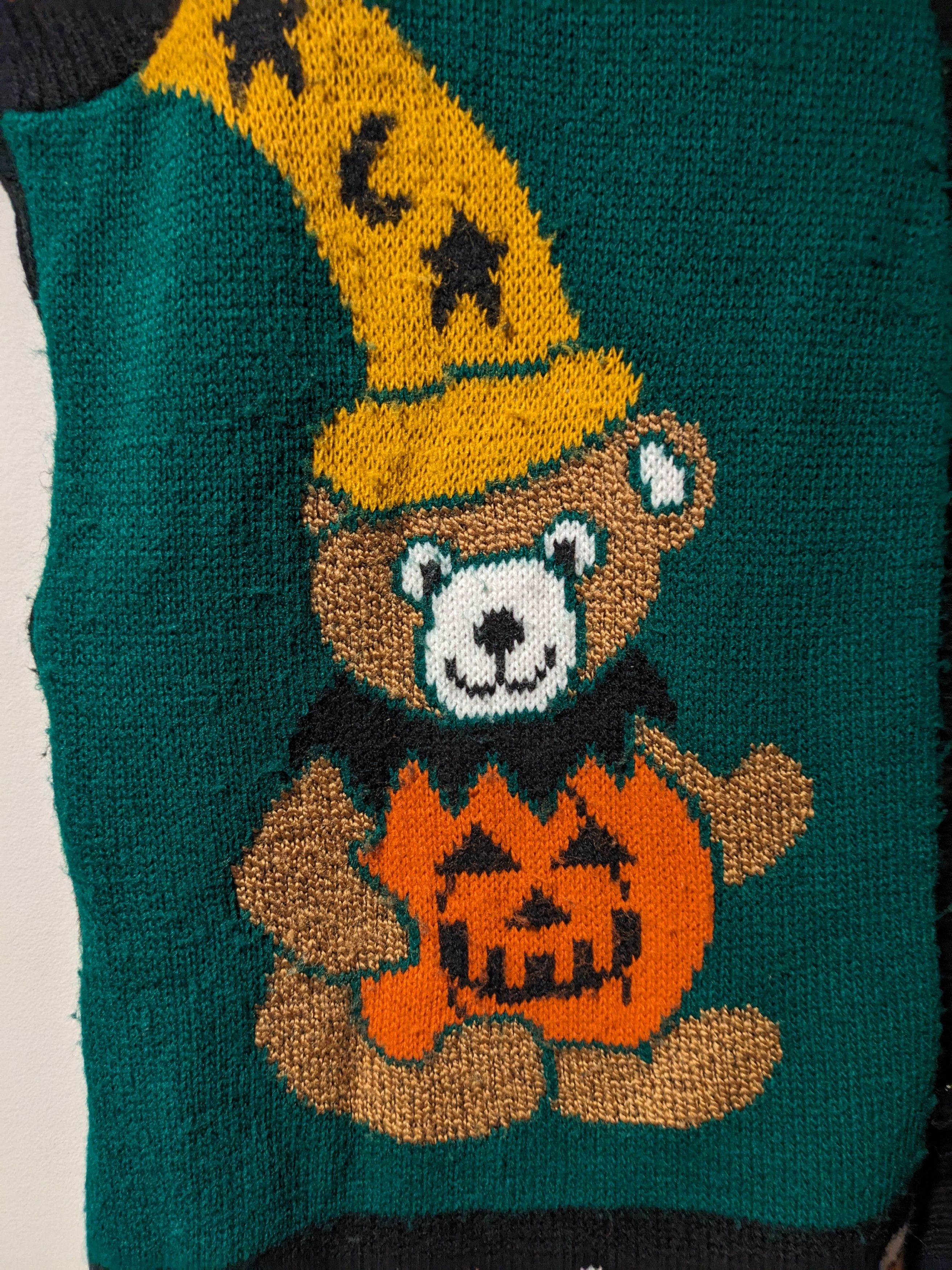 Expert Horror × Vintage Vintage 90s Halloween Bear Black Medium Knitted Vest Size US M / EU 48-50 / 2 - 2 Thumbnail