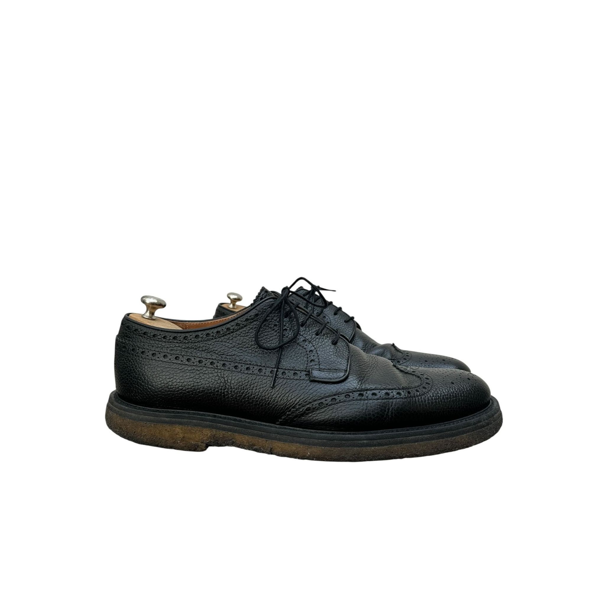 Dries Van Noten Black Pebble Leather Derby Shoes Size US 10.5 / EU 43-44 - 1 Thumbnail