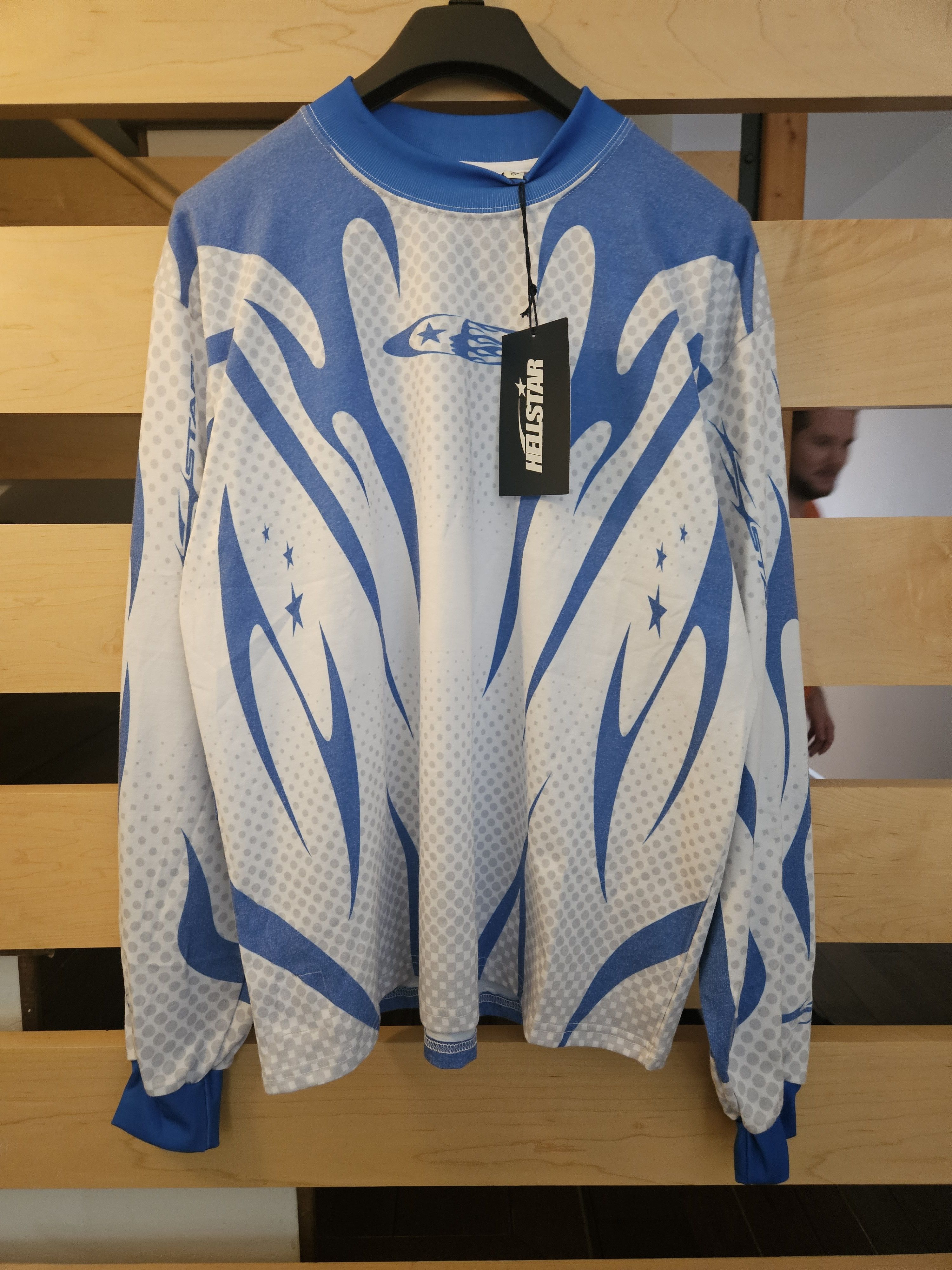 HELLSTAR Blue & White Moto Jersey Long Sleeve Shirt Size US M / EU 48-50 / 2 - 1 Thumbnail