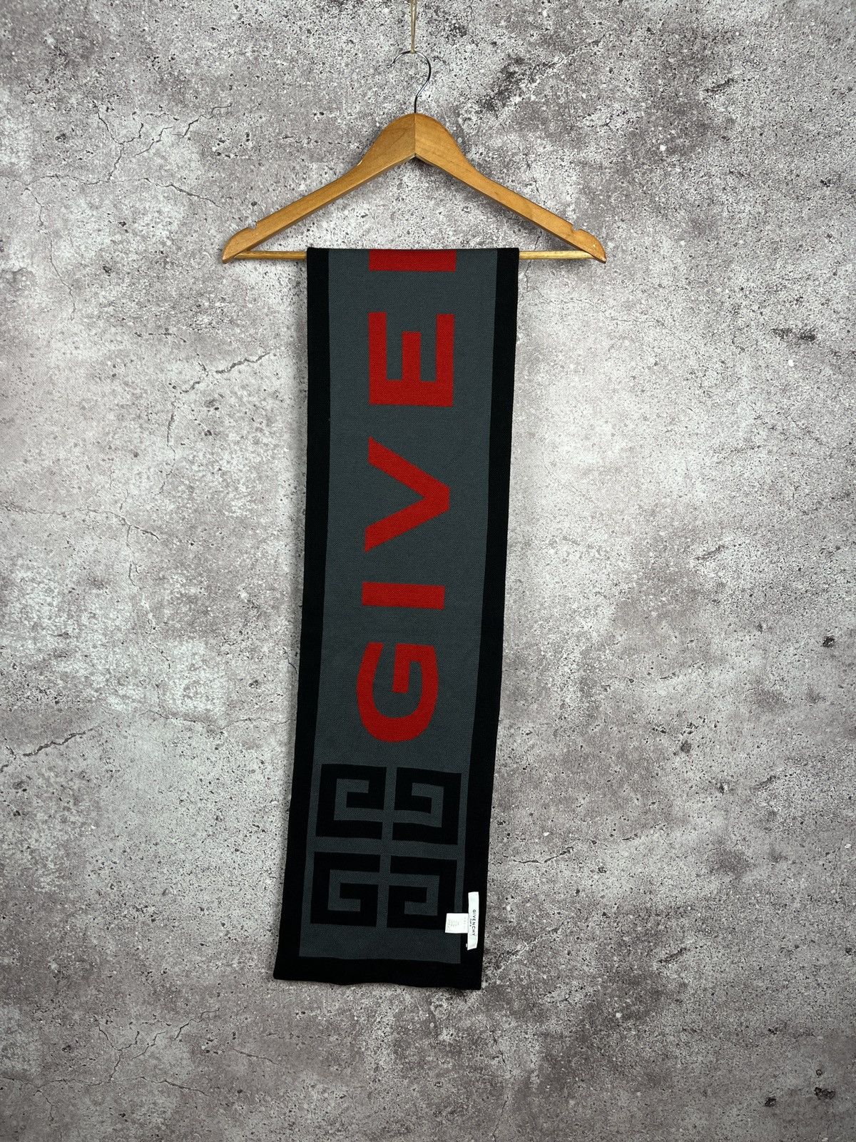 Givenchy GIVENCHY Black & Red & Gray Logo Scarf UNISEX Size ONE SIZE - 1 Thumbnail