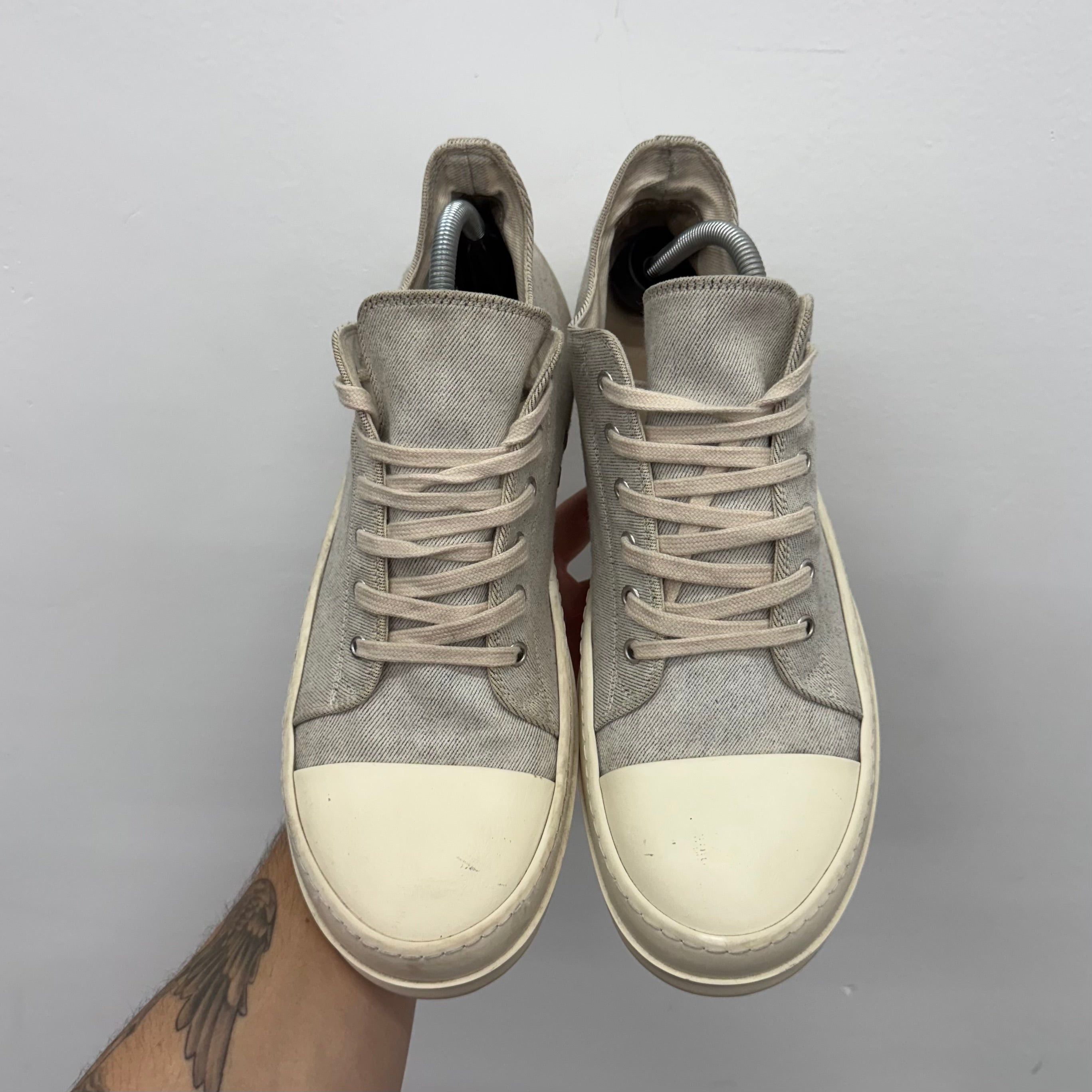 Rick Owens Drkshdw Rick Owens DRKSHDW Cream Ramone Sneakers - Size 44 (US 11) Size US 11 / EU 44 - 2 Thumbnail