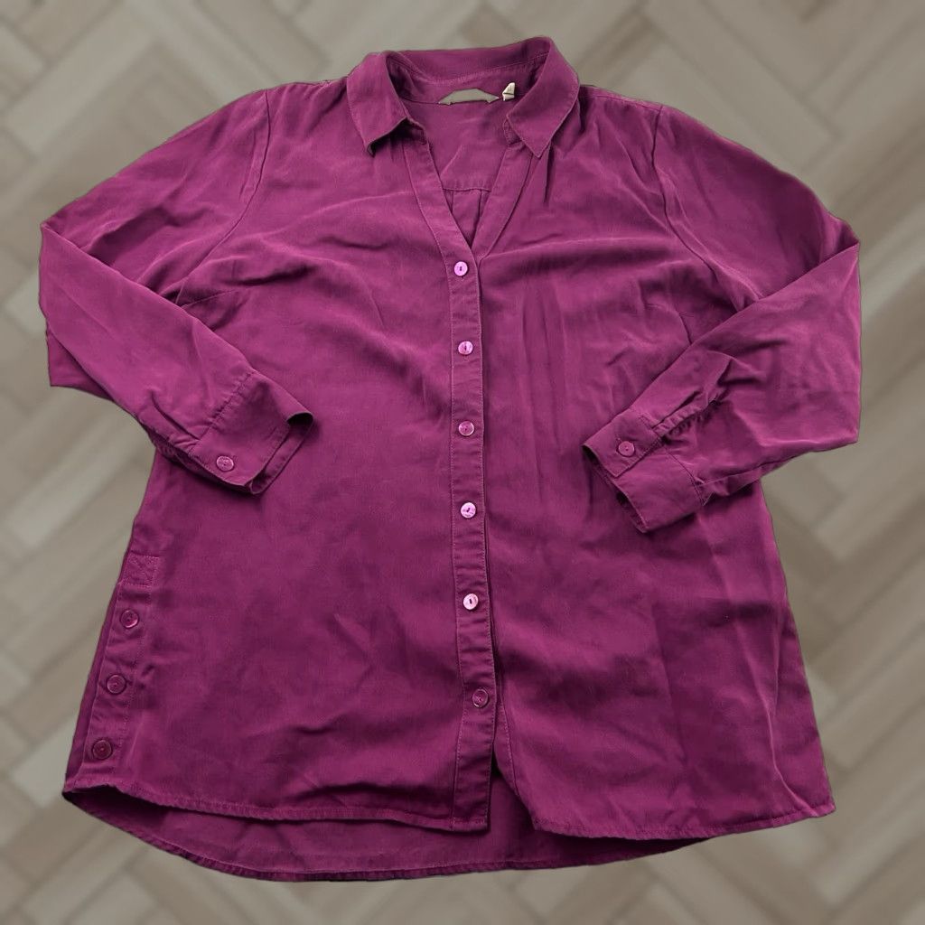 Soft Surroundings Soft Surroundings Shirt Women's Large Purple Long Sleeve Button-Up Tencel Size L / US 10 / IT 46 - 1 Thumbnail