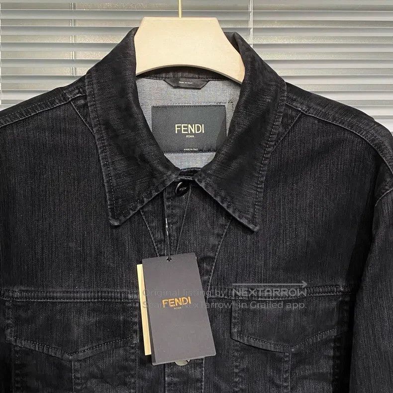 Fendi Fendi Denim Jacket with Fleece, Leather Patch Logo, Button Size US S / EU 44-46 / 1 - 3 Thumbnail