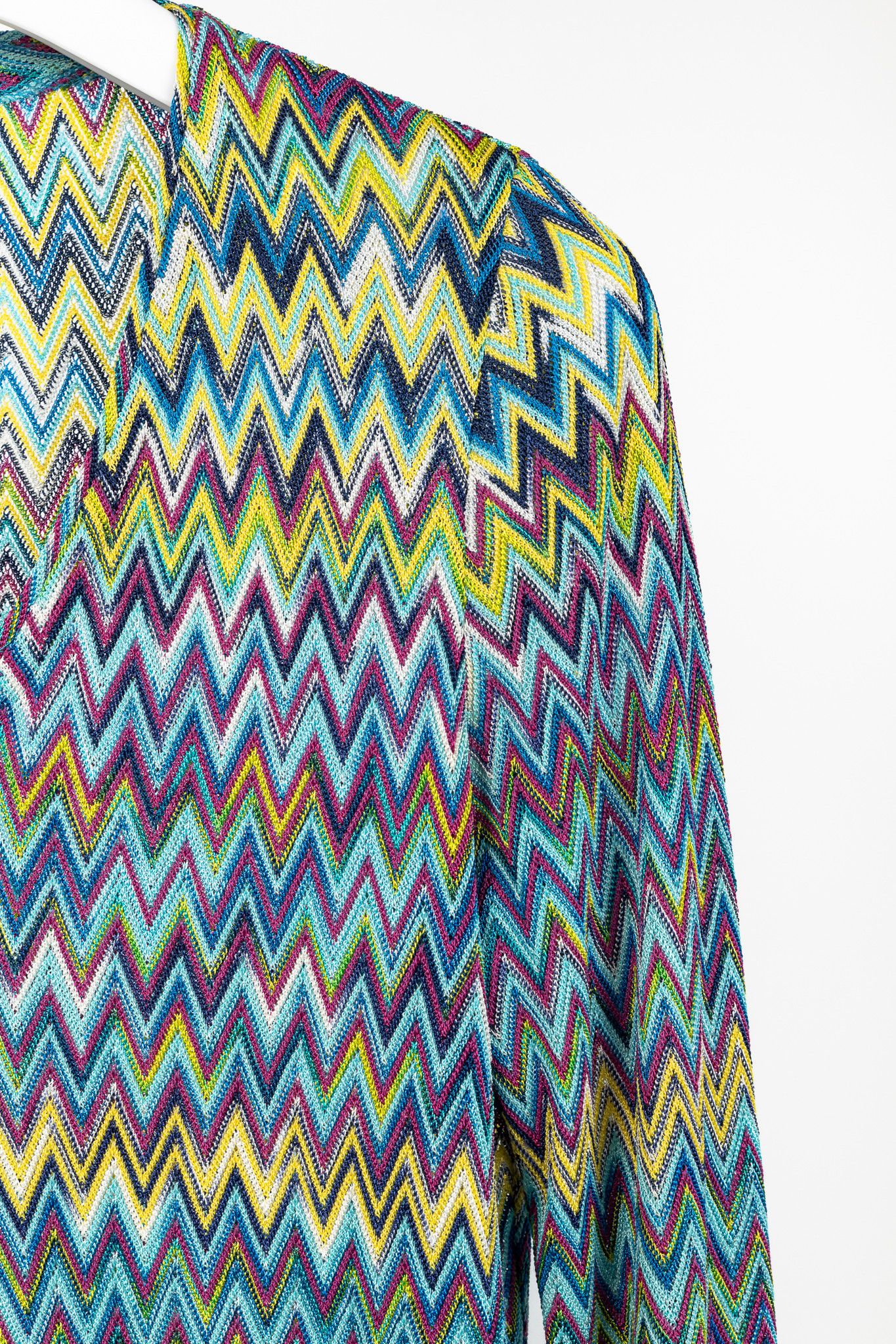 Missoni Missoni 90's Vintage Blue Chevron Knit 3/4 Sleeve Top Size M / US 6-8 / IT 42-44 - 5 Thumbnail