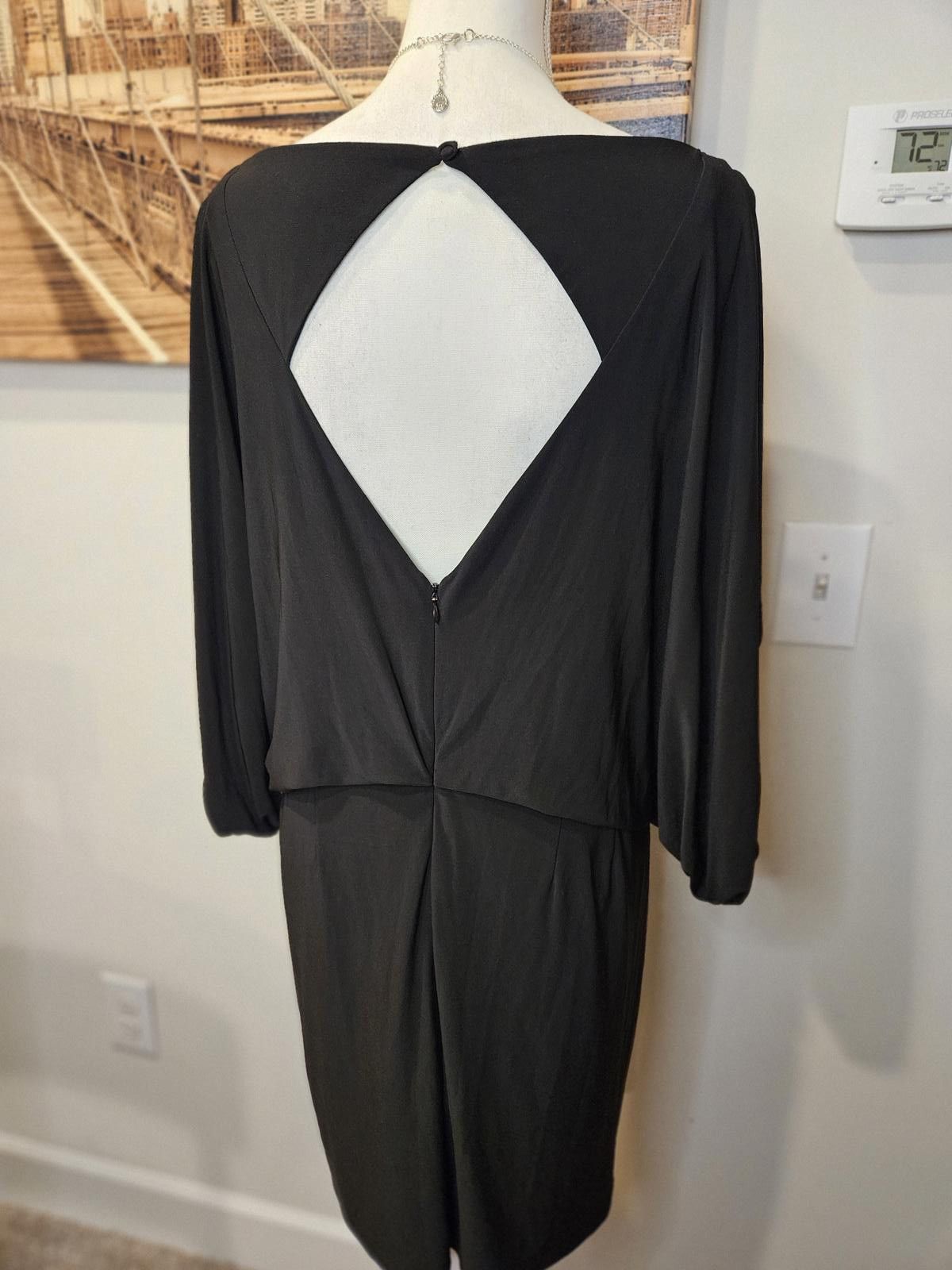 Designer Jessica Simpson Elegant Black Draped Dress #H64 Size XL / US 12-14 / IT 48-50 - 2 Thumbnail