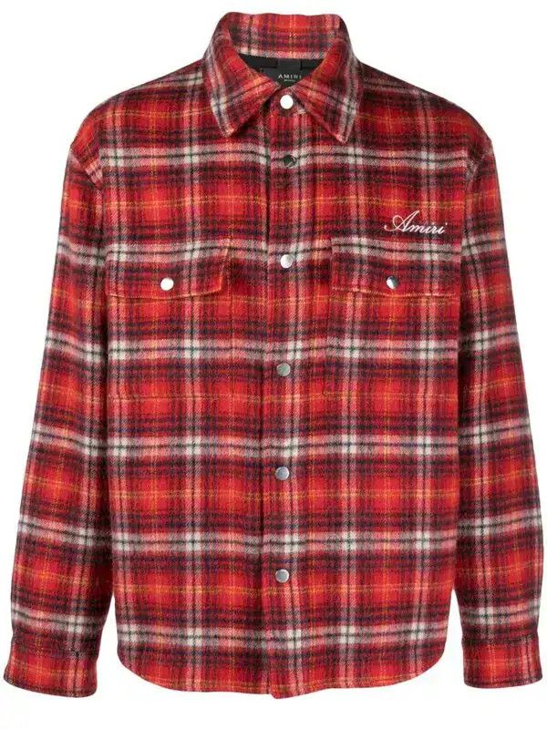 Amiri o1mle0426 Brushed Plaid Overshirt in Red Size US M / EU 48-50 / 2 - 1 Thumbnail