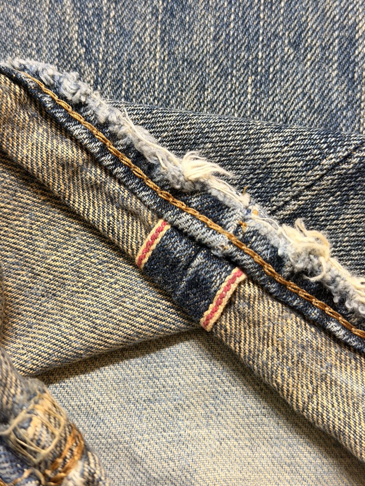 Edwin Vintage Edwin 505 Selvedge Mud Wash Faded Distressed Style Size US 31 - 10 Thumbnail