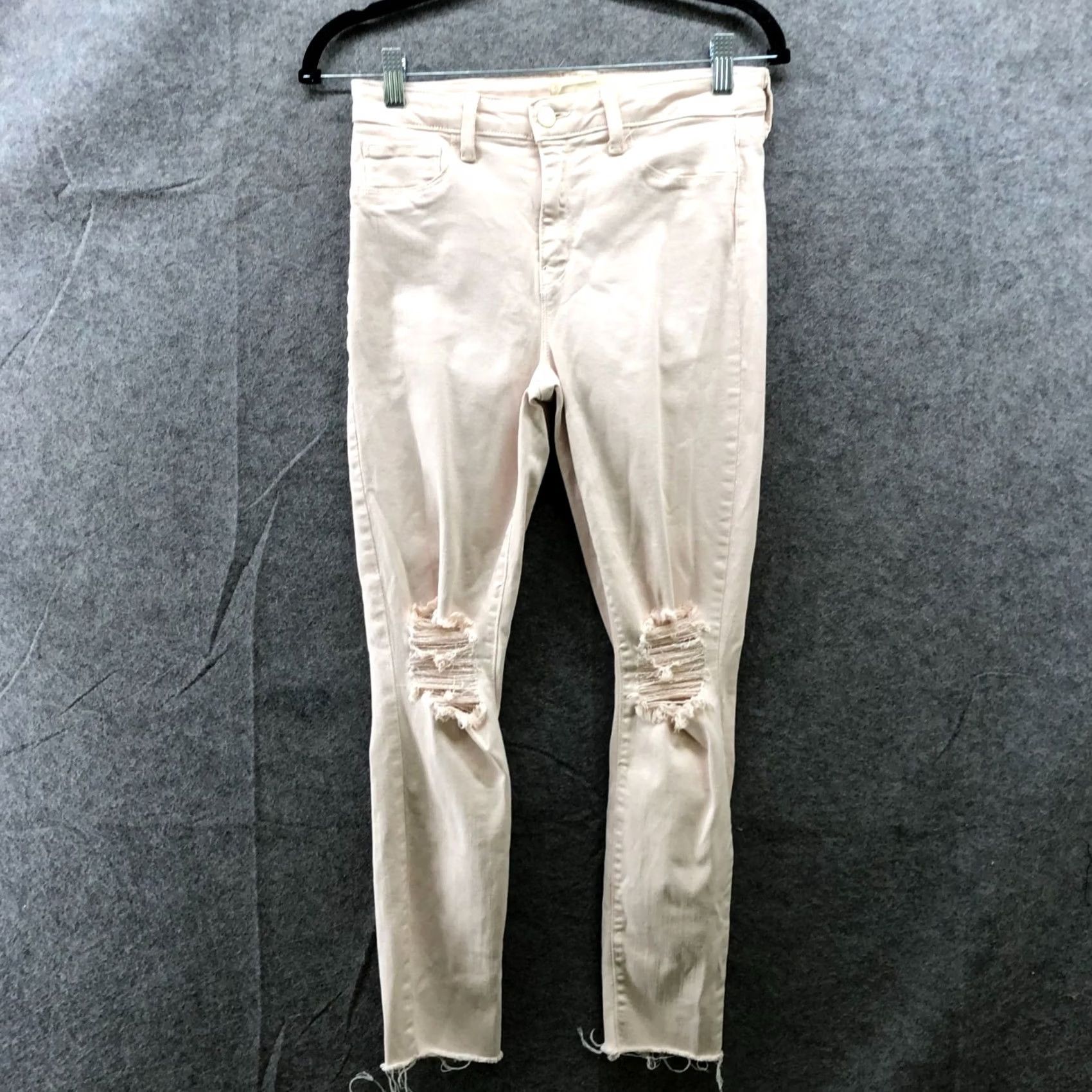 L'AGENCE L'agence Margo Skinny High Rise Skinny Jean Womens 29 Quartz Destruct Beige Denim Distressed 5-Pocket Stretch Size 29" - 2 Thumbnail