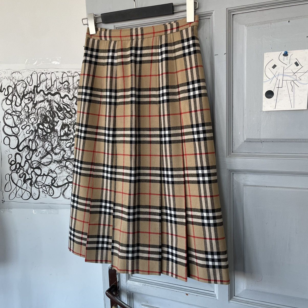Burberry Vintage 90’s Burberrys 100% Wool Midi Skirt nova check Size 27" / US 4 / IT 40 - 2 Thumbnail