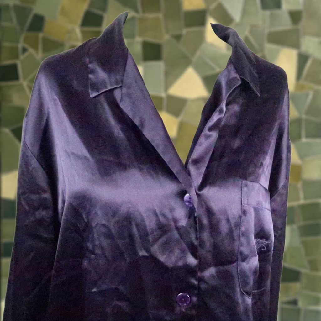 Victoria's Secret VINTAGE Victoria's Secret Dress Satin Purple Sleep Shirt 90s Long Sleeve M Womens Size M / US 6-8 / IT 42-44 - 1 Thumbnail