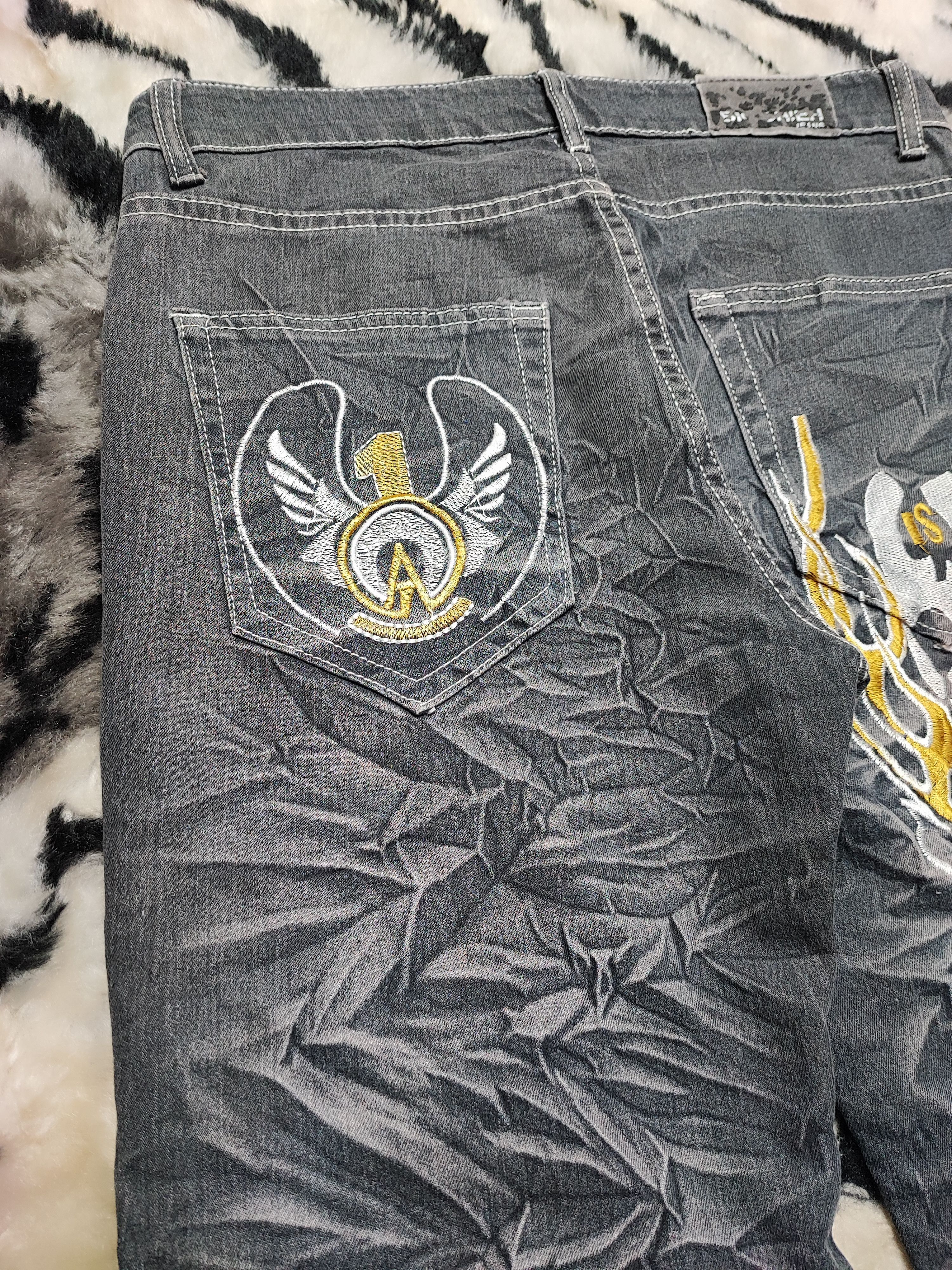 Affliction × Japanese Brand Skull Punk Embroidered Denim Jeans Size US 30 / EU 46 - 11 Thumbnail