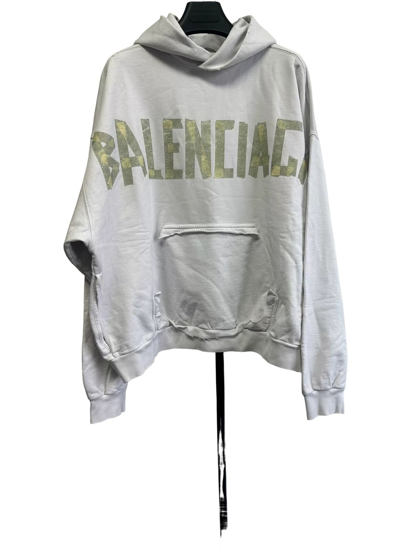 Balenciaga Balenciaga Tape Logo Distressed Hoodie Size S Size US S / EU 44-46 / 1 - 1 Thumbnail