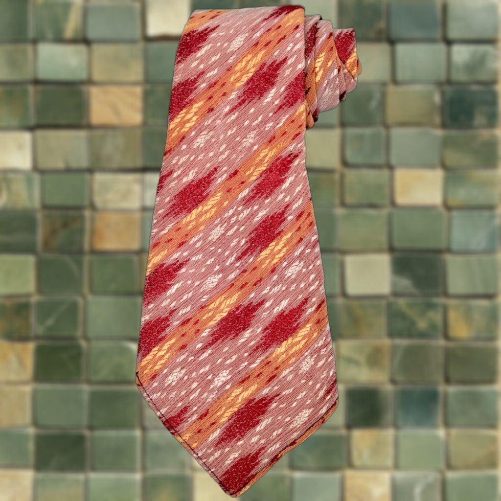 Vintage VTG 1930s Red & Yellow Abstract Pattern Necktie Men’s Tie 30s Rayon Vintage Condition Mens Size ONE SIZE - 1 Thumbnail