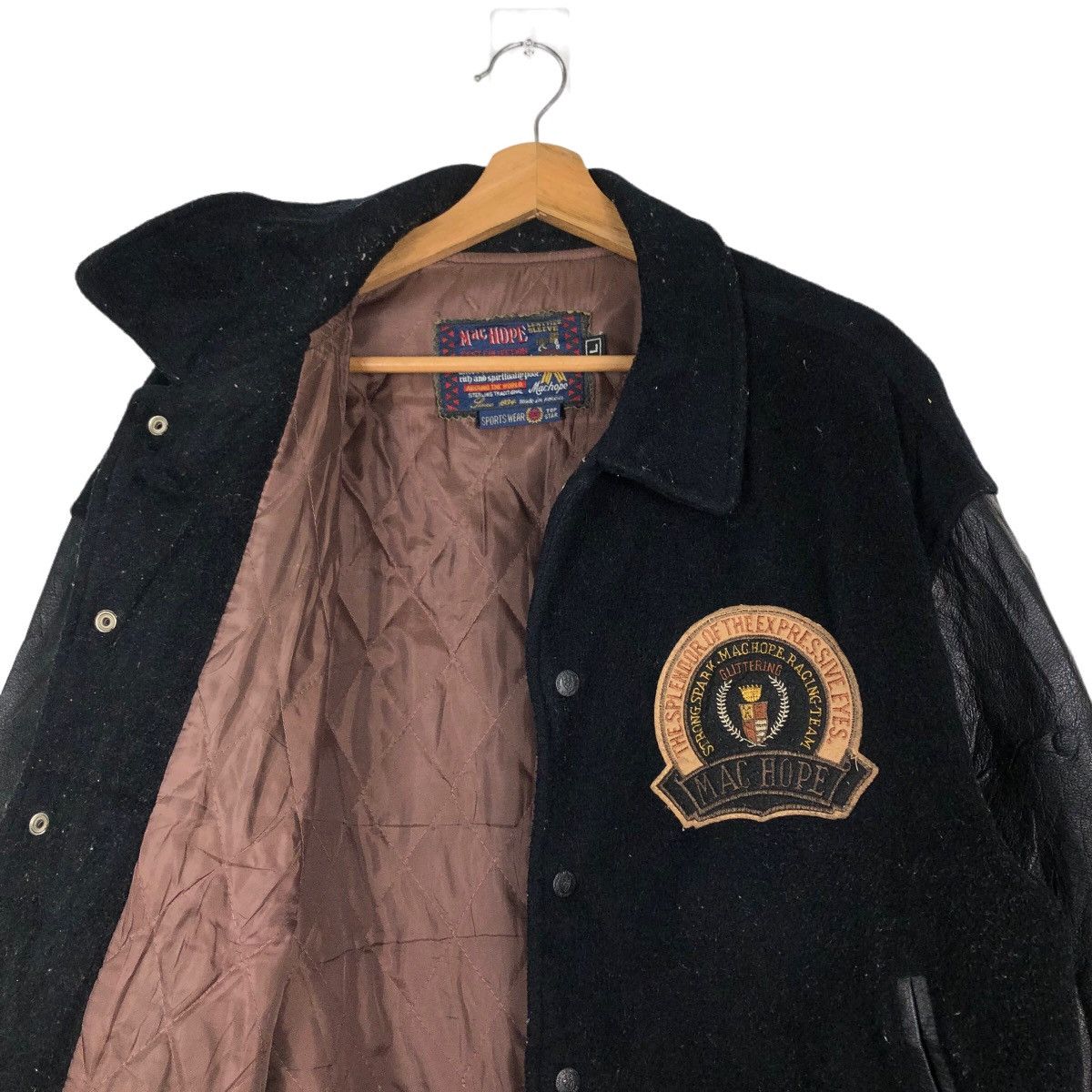 Japanese Brand 🔥Vtg Leather Varsity Jacket Mac Hope Big Logo Issey Miyake Size US M / EU 48-50 / 2 - 12 Thumbnail