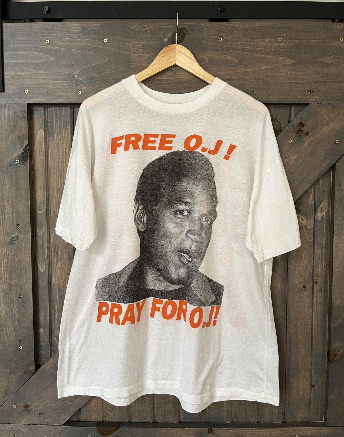 image of Rap Tees x Vintage Oj Simpson Don’T Squeeze The Juice Shirt in White, Men's (Size XL)