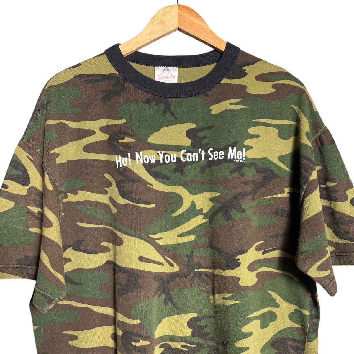 Vintage Vintage Parody Camo T-Shirt / Ha ! Now You Can’t See Me ! Size US XL / EU 56 / 4 - 1 Thumbnail