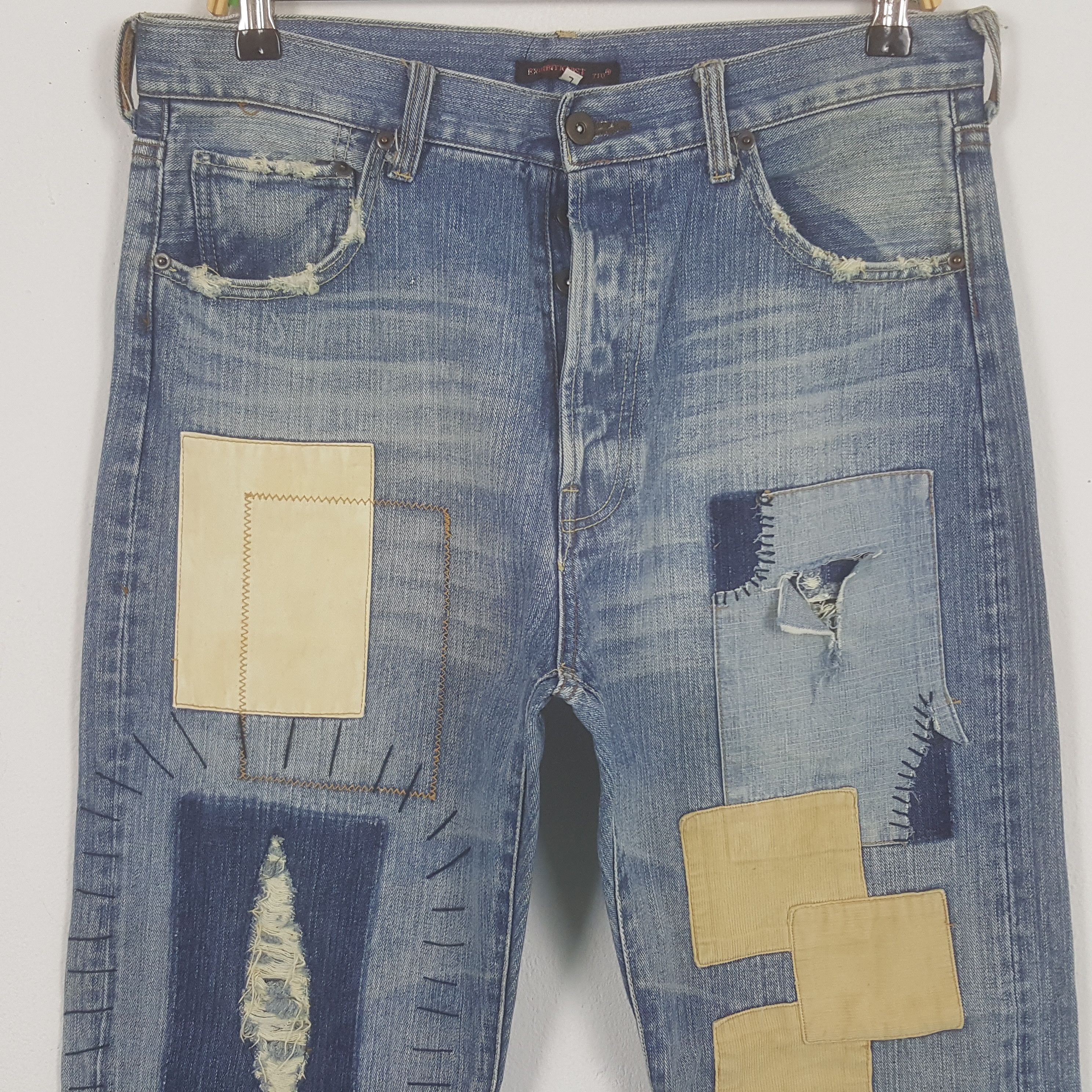 Japanese Brand Vintage Exribitionist Japanese Patchwork Denim Jeans Size US 32 / EU 48 - 2 Thumbnail