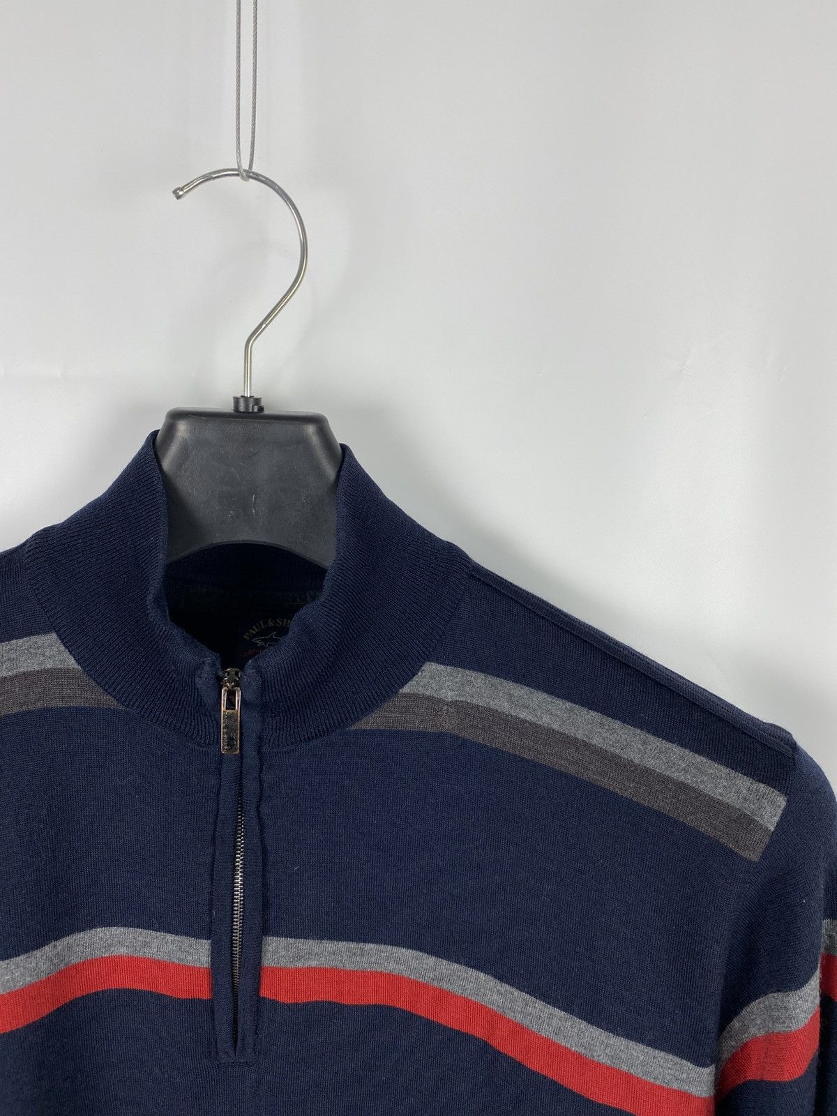 Paul & Shark Paul & Shark Striped Jumper 1/3 Zip Wool Mock Neck size M Size US M / EU 48-50 / 2 - 3 Thumbnail