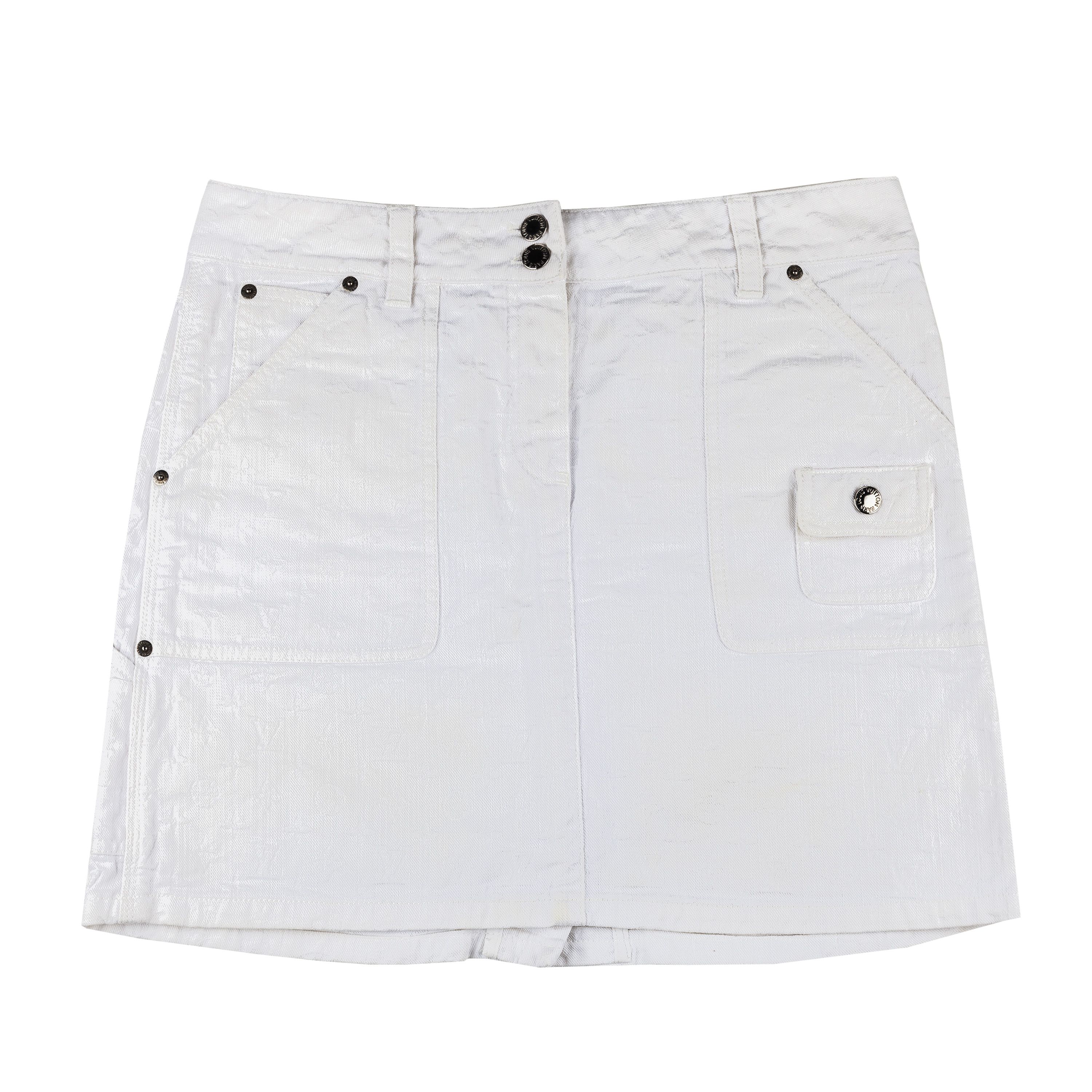 Louis Vuitton Louis Vuitton LV Vintage White Monogram Mini Cargo Skirt Size 30" / US 8 / IT 44 - 6 Thumbnail