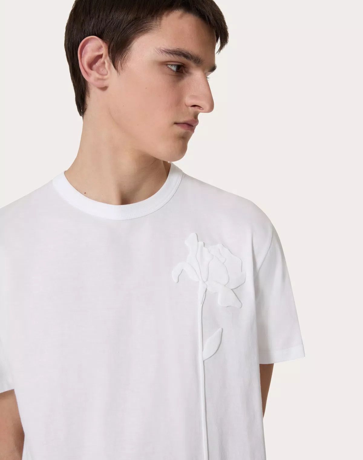 Valentino oc11z0725 Mercerised Cotton T-Shirt in White Size US XL / EU 56 / 4 - 6 Thumbnail
