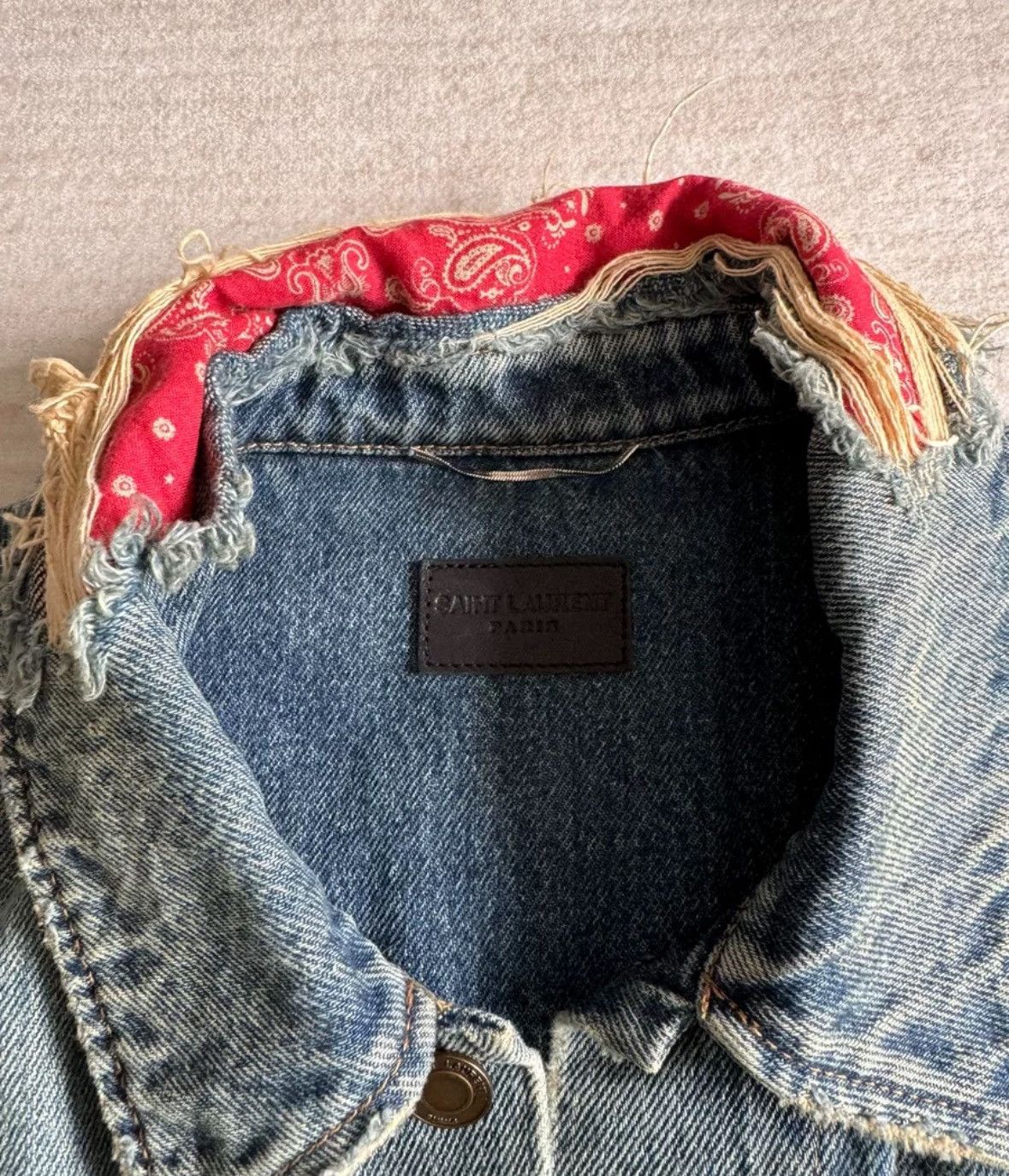 Saint Laurent Paris × Yves Saint Laurent Saint Laurent Cashew Flower Denim Jacket2412-Nextarrow Size US M / EU 48-50 / 2 - 4 Thumbnail